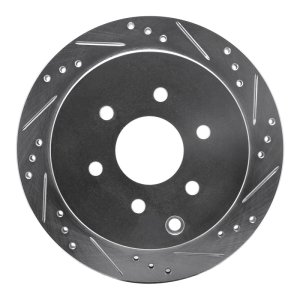 Nissan Frontier Brake Rotor (1) - Rear Right - R1 Concepts - Drilled & Slotted - Silver - `05-`25